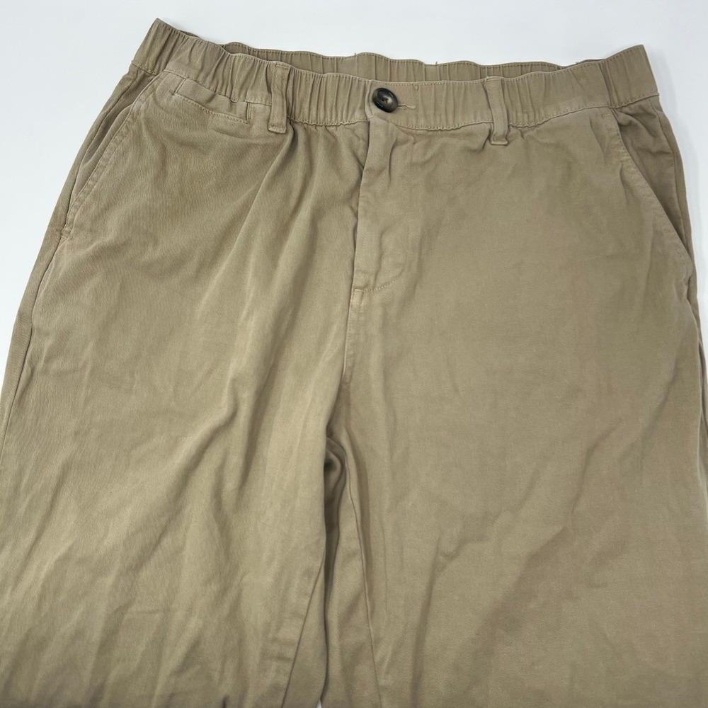 Core USA Mens Khaki Chino Straight Leg Pants Elastic Waist Tan Size 32x30
